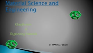 Classification
of
Engineering Materials
By-MANPREET SINGH
 