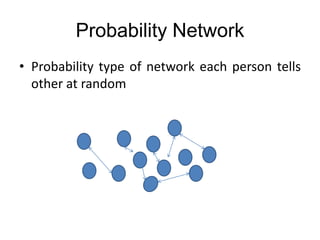 Probability Network
• Probability type of network each person tells
other at random
 