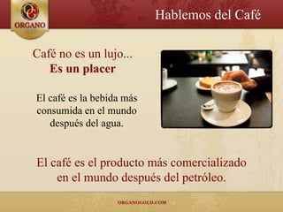 Hablemos del Café

Café no es un lujo...
   Es un placer

El café es la bebida más
consumida en el mundo
   después del agua.


El café es el producto más comercializado
    en el mundo después del petróleo.
 