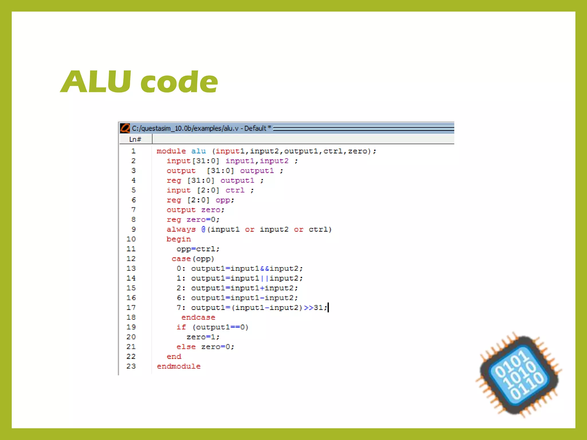 ALU code
 