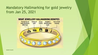 Mandatory Hallmarking for gold jewelry
from Jan 25, 2021
Satakshi Awasthi
 