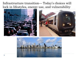 Infrastructure transition— Today’s choices will
lock in lifestyles, energy use, and vulnerability
 