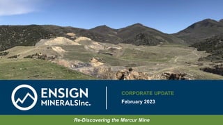 1
CORPORATE UPDATE
February 2023
Re-Discovering the Mercur Mine
 