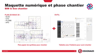 33
Plan papier de synthèse pour chantier Tablette avec Fieldwire pour suivi chantier
5 avril 2019
Maquette numérique et phase chantier
BIM & Exe chantier
PLAN 2D ISSUE 3D :
- ELEC
- CVC
- PLOMB
- APD
OUTIL:
 