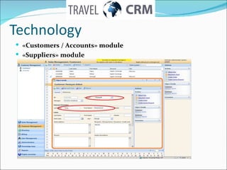 Technology   « Customers /   Accounts »  module « Suppliers »  module 