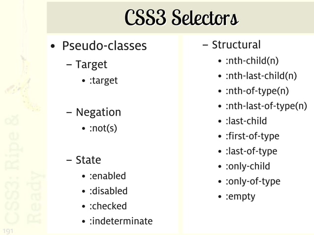 CSS3 Selectors • Pseudo-classes
