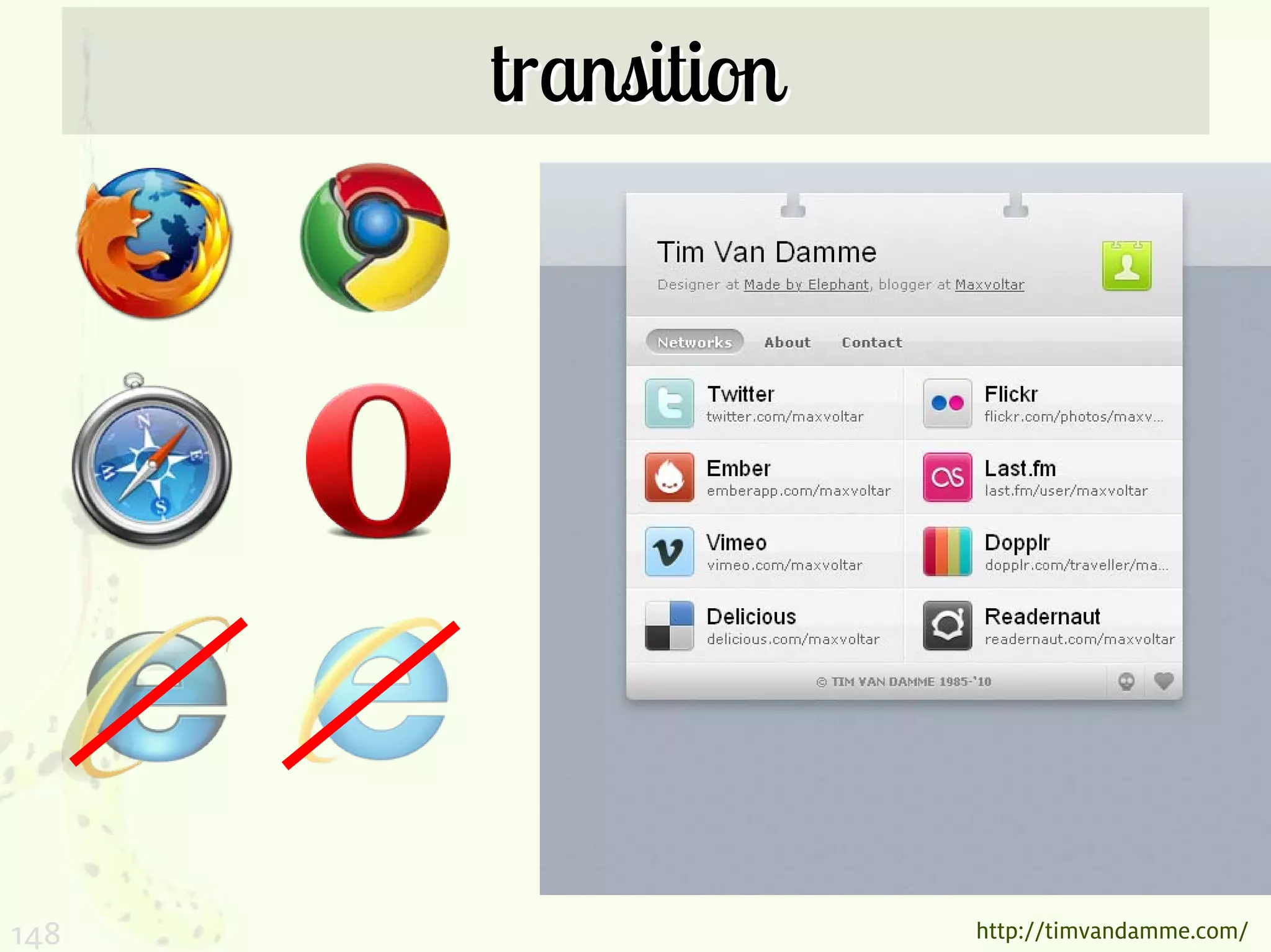 transition




148                http://timvandamme.com/
 