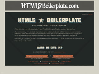 HTML5Boilerplate.com


      Paul Irish’s HTML5 template file
      http://html5boilerplate.com/




111
 