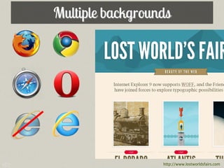 Multiple backgrounds




167                     http://www.lostworldsfairs.com
 