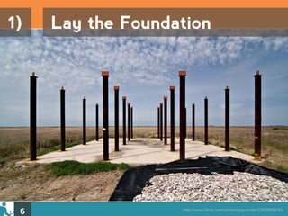 1)   Lay the Foundation




 6                 http://www.flickr.com/photos/pgoyette/2280685630/
 