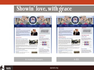 Showin’ love, with grace




         In modern browsers               In IE6


105                           aposd.org
 