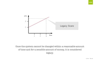 © Unic - Page 29
Once the system cannot be changed within a reasonable amount
of time and for a sensible amount of money, it is considered
legacy.
Legacy Scare
 