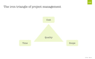 © Unic - Page 37
The iron triangle of project management
Cost
Time Scope
Quality
 