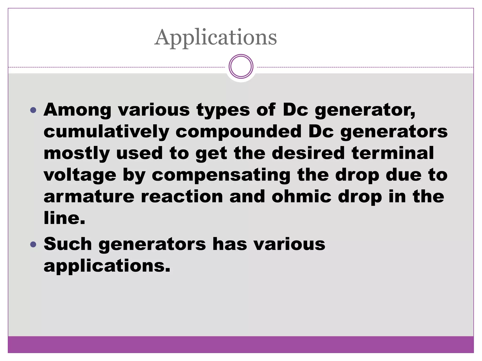 Comulatively Compounded DC Generator | PPTX