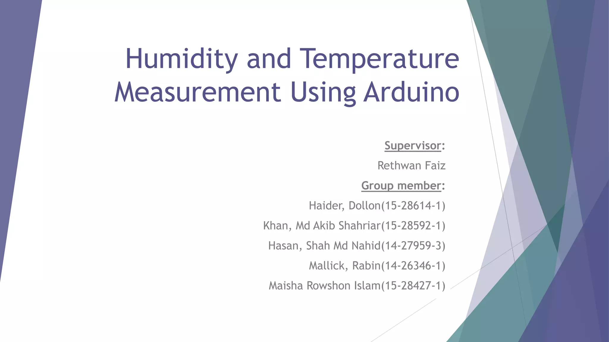 Humidity and Temperature Measurement Using Arduino | PPTX