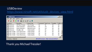 USBDeview
https://www.nirsoft.net/utils/usb_devices_view.html
Thank you MichaelTressler!
 