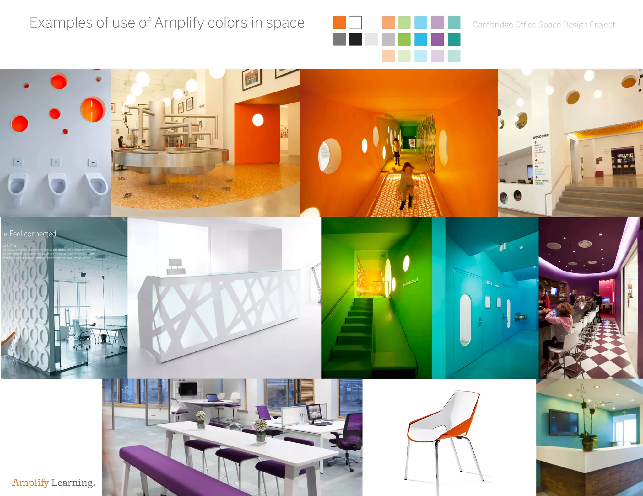 Cambridge Office Space Design Project
Amplify Learning.
Examples of use of Amplify colors in space
 
