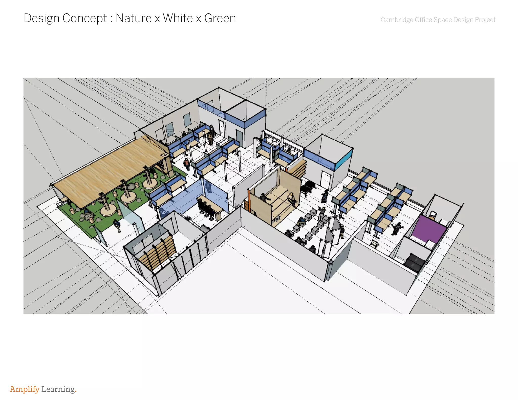 Cambridge Office Space Design Project
Amplify Learning.
Design Concept : Nature x White x Green
 