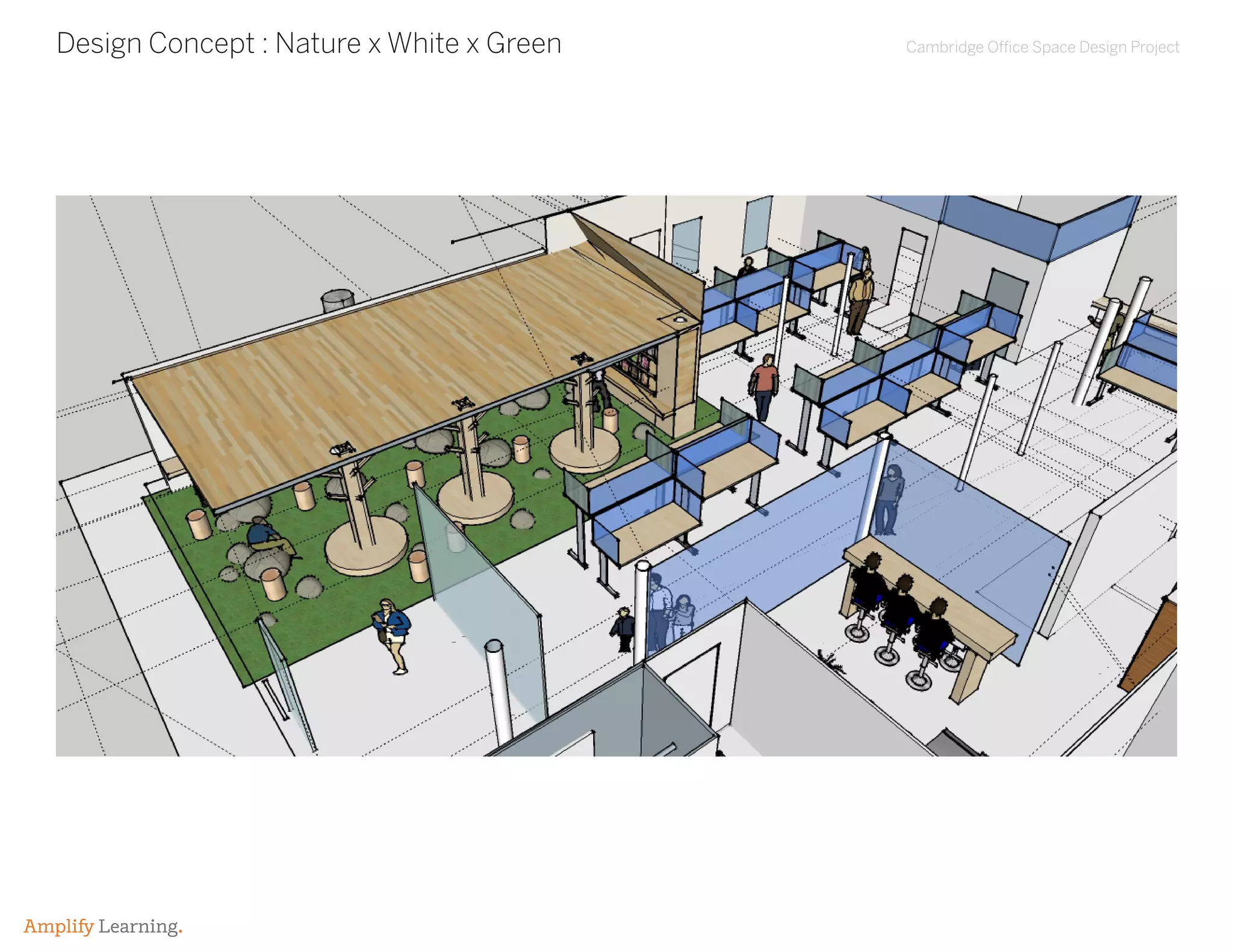 Cambridge Office Space Design Project
Amplify Learning.
Design Concept : Nature x White x Green
 