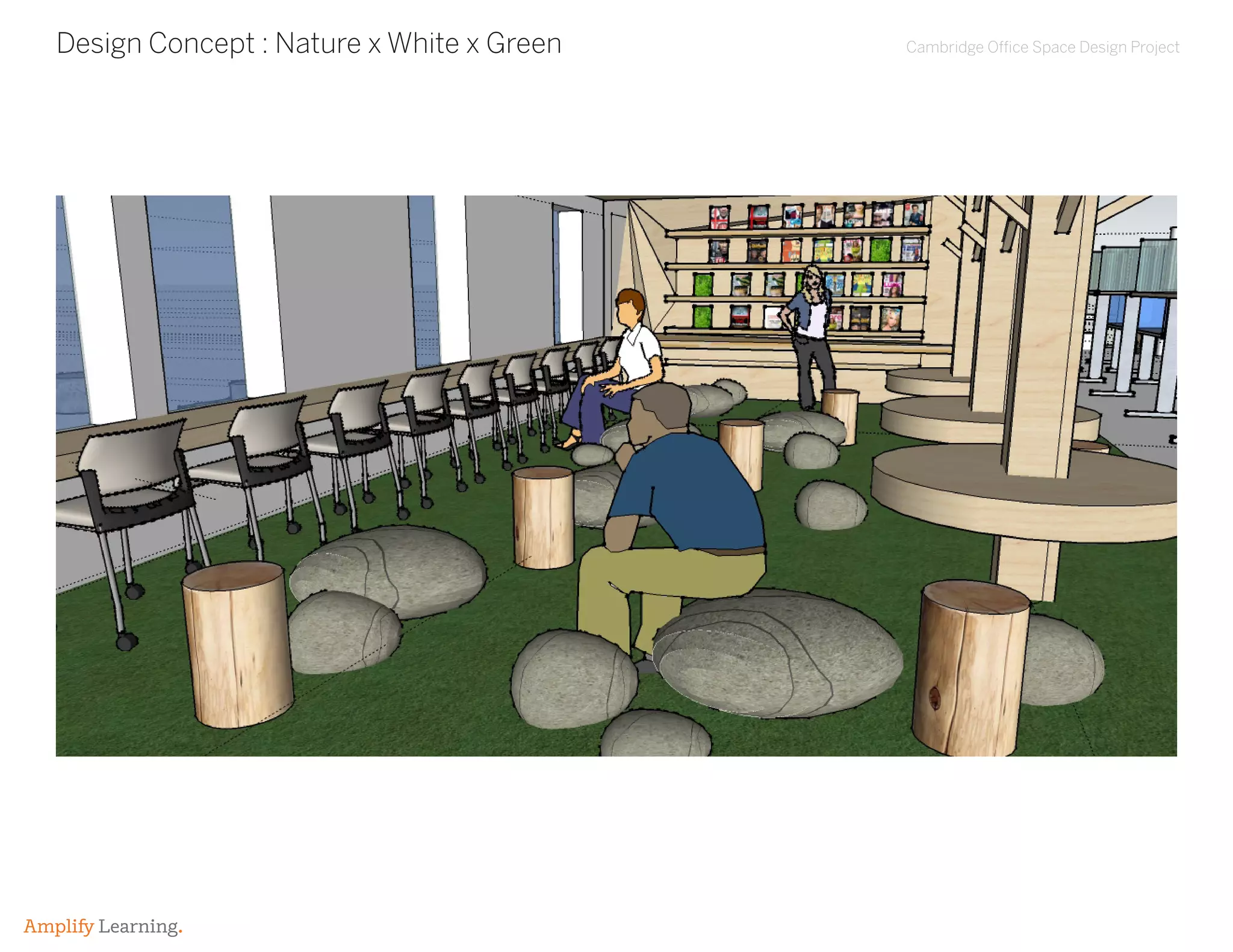 Cambridge Office Space Design Project
Amplify Learning.
Design Concept : Nature x White x Green
 