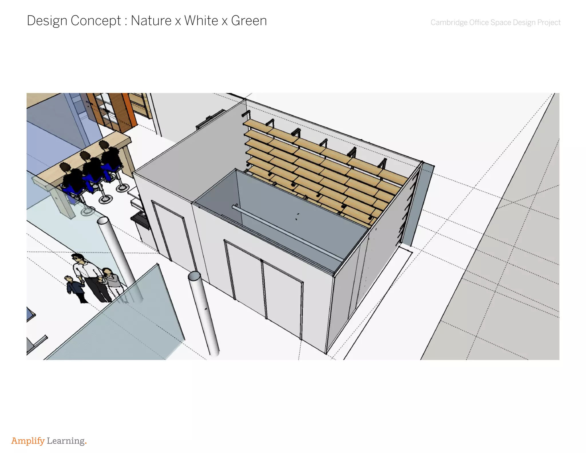 Cambridge Office Space Design Project
Amplify Learning.
Design Concept : Nature x White x Green
 