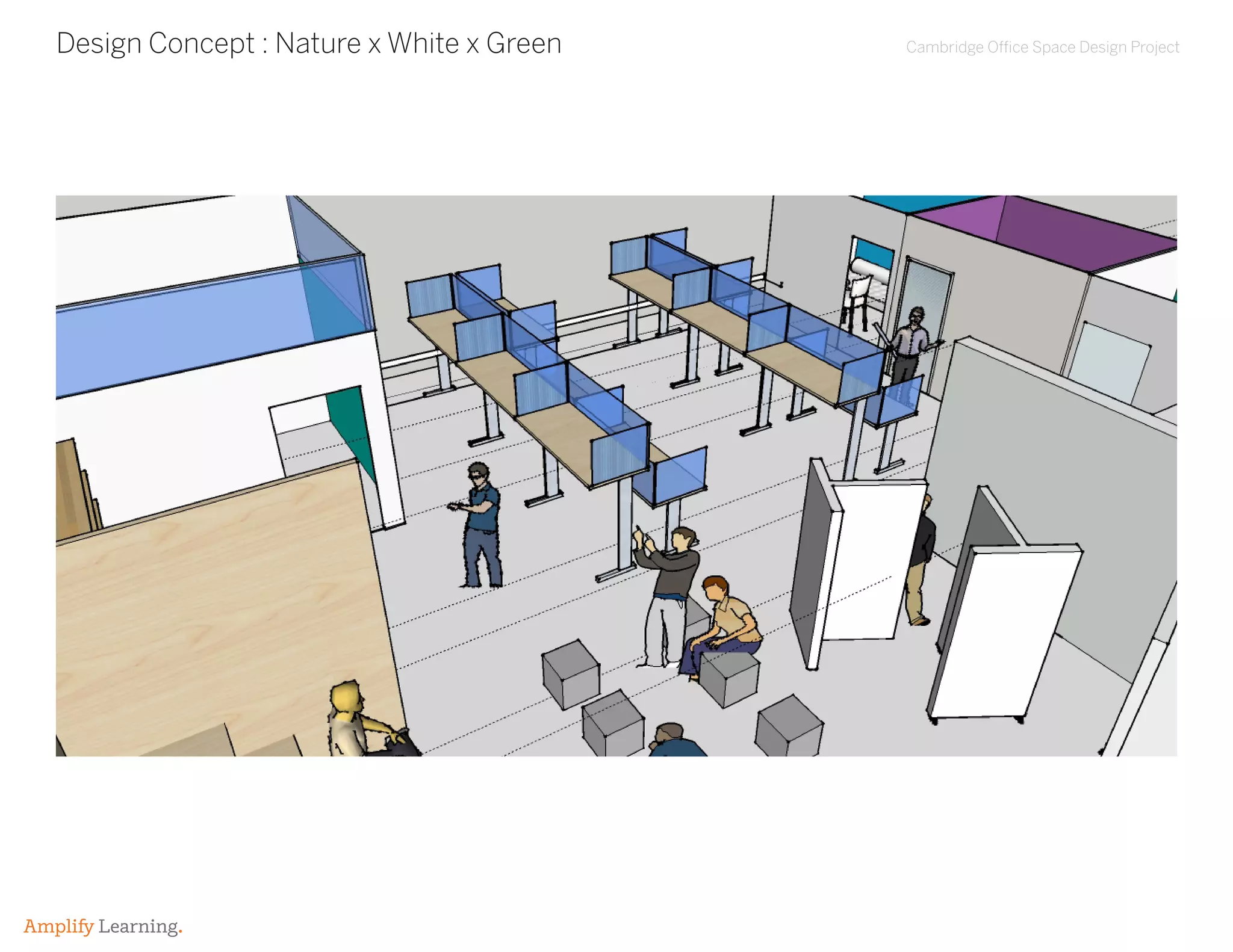 Cambridge Office Space Design Project
Amplify Learning.
Design Concept : Nature x White x Green
 