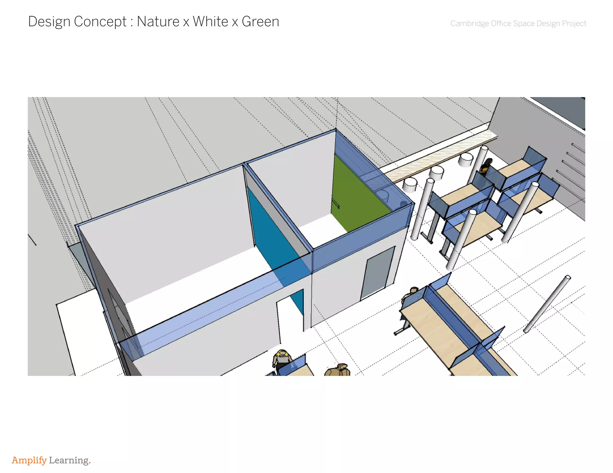 Cambridge Office Space Design Project
Amplify Learning.
Design Concept : Nature x White x Green
 