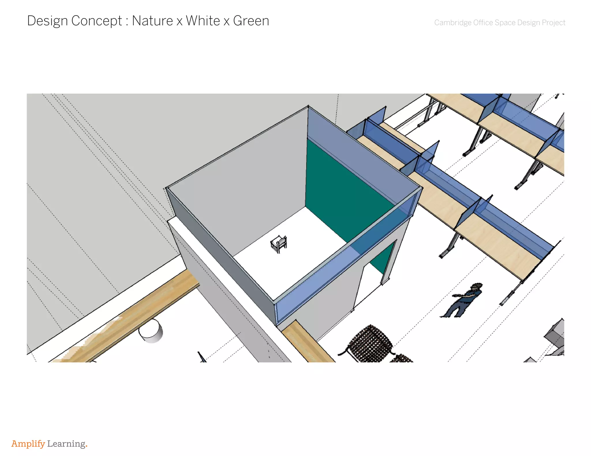 Cambridge Office Space Design Project
Amplify Learning.
Design Concept : Nature x White x Green
 