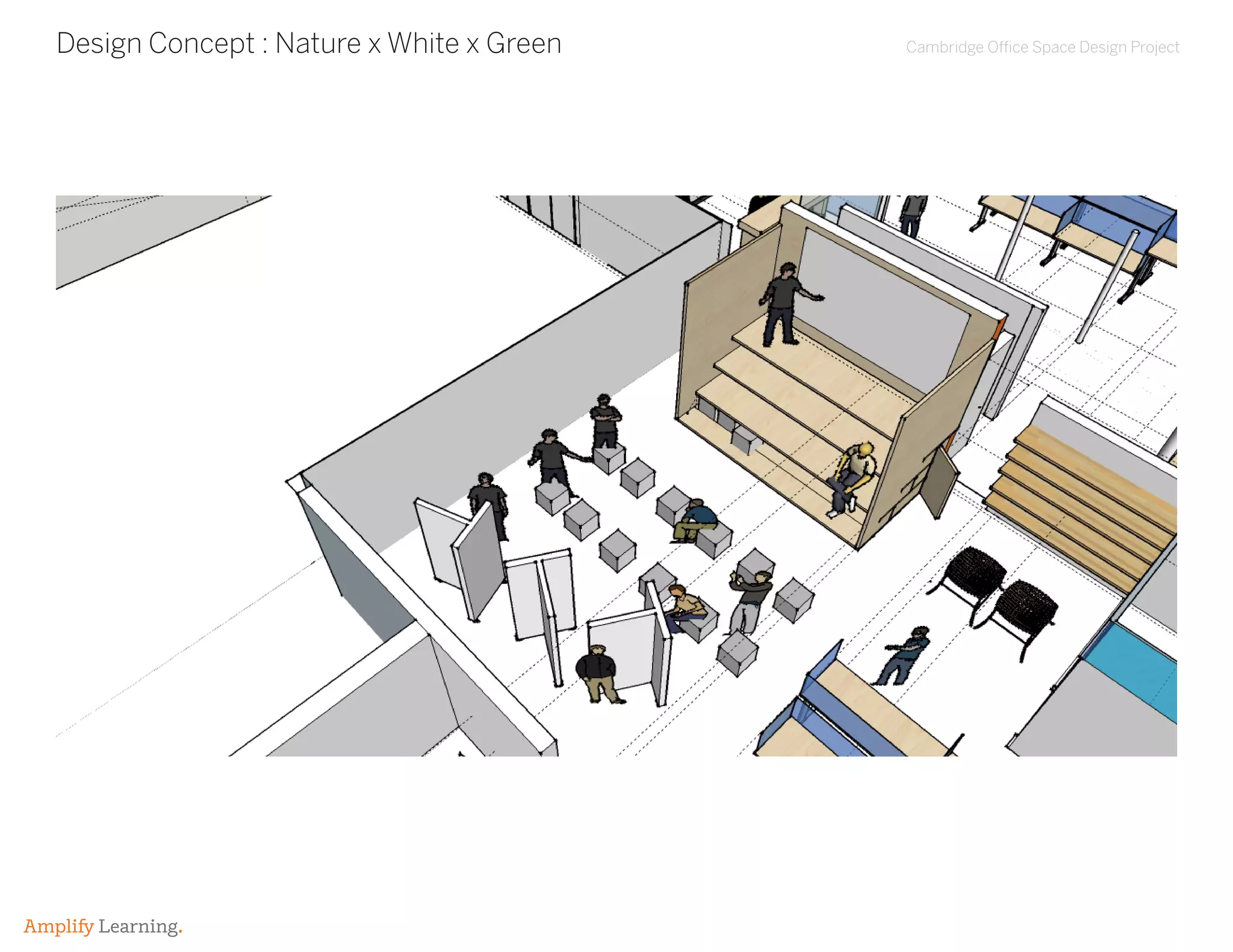 Cambridge Office Space Design Project
Amplify Learning.
Design Concept : Nature x White x Green
 