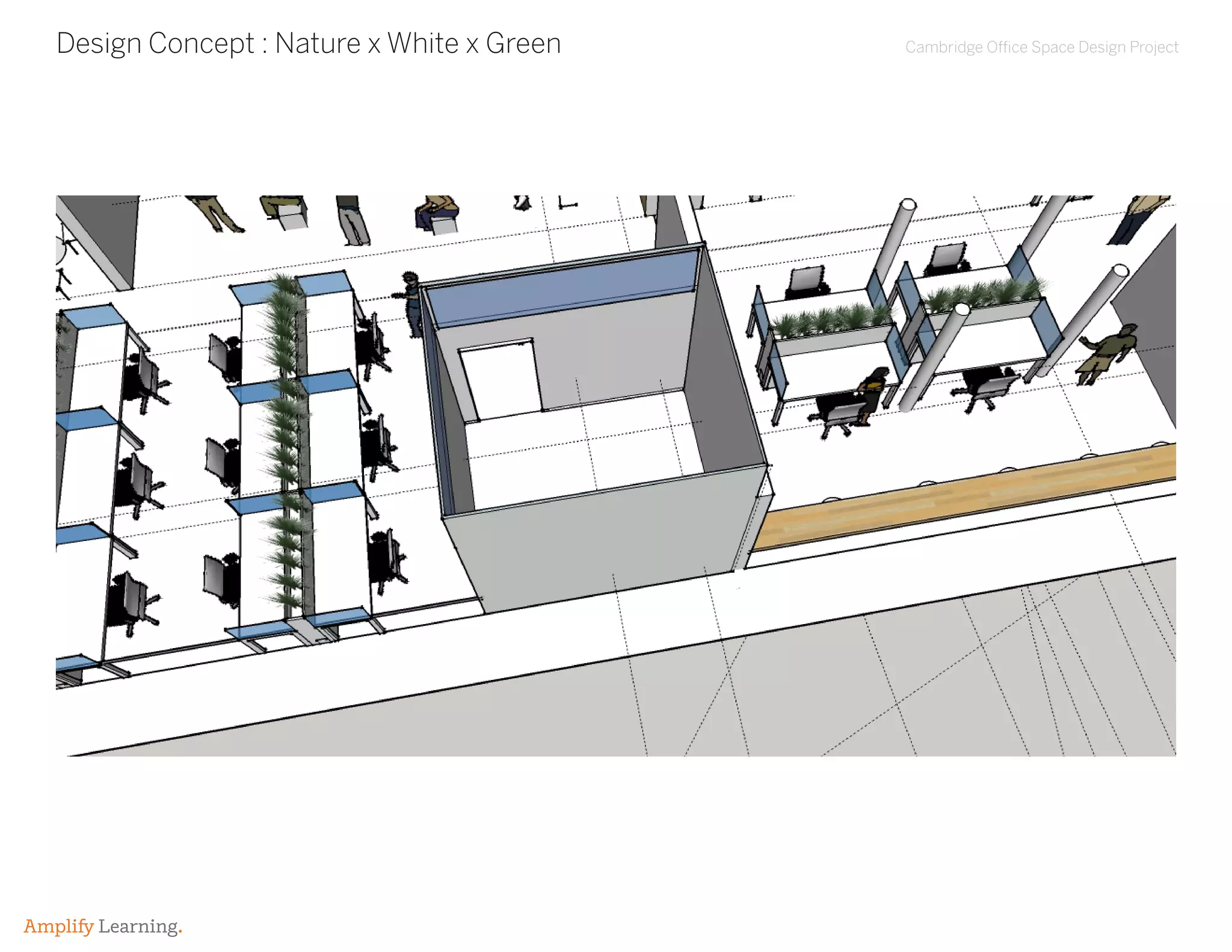 Cambridge Office Space Design Project
Amplify Learning.
Design Concept : Nature x White x Green
 