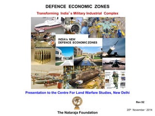 DEFENCE ECONOMIC ZONES
Presentation to the Centre For Land Warfare Studies, New Delhi
20th November ‘ 2014
Transforming India’s Military Industrial Complex
Rev 02
The Nataraja Foundation
 