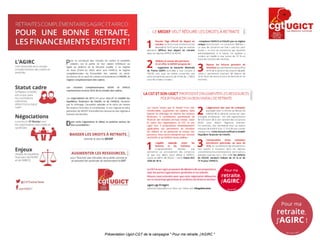 Présentation Ugict-CGT de la campagne " Pour ma retraite, j'AGIRC "
 