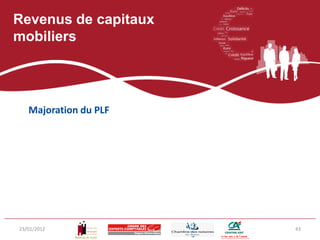 Revenus de capitaux
mobiliers




   Majoration du PLF




23/01/2012             43
 