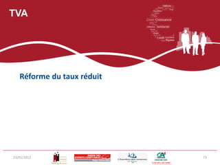 TVA




   Réforme du taux réduit




23/01/2012                  73
 