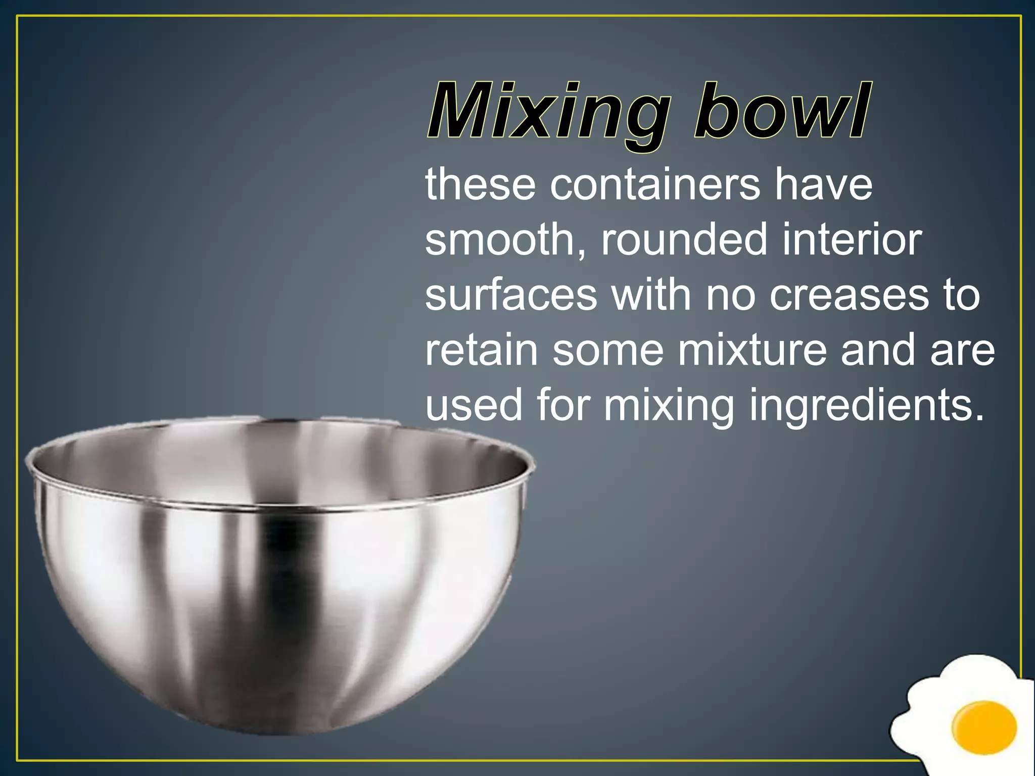 TOOLS, UTENSIL AND EQUIPMENT NEEDED IN EGG PREPARATION PPT