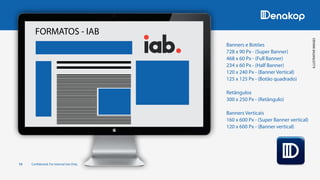 ILLUSTRATIVEIMAGES
15 Confidential. For Internal Use Only.
Banners e Botões
728 x 90 Px - (Super Banner)
468 x 60 Px - (Full Banner)
234 x 60 Px - (Half Banner)
120 x 240 Px - (Banner Vertical)
125 x 125 Px - (Botão quadrado)
Retângulos
300 x 250 Px - (Retângulo)
Banners Verticais
160 x 600 Px - (Super Banner vertical)
120 x 600 Px - (Banner vertical)
FORMATOS - IAB
 