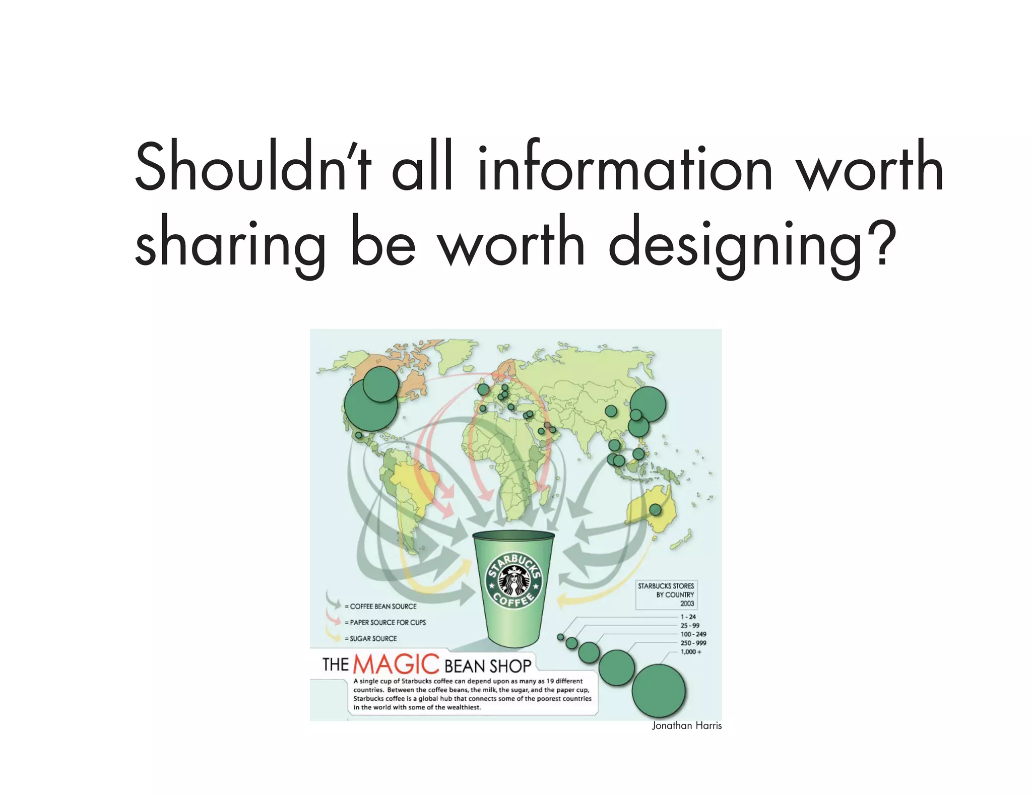 Shouldn’t all information worth
sharing be worth designing?




                   Jonathan Harris
 
