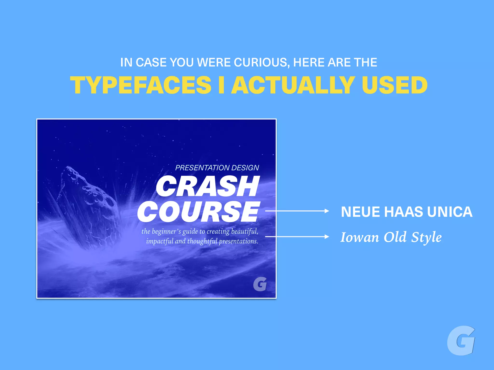 NEUE HAAS UNICA
Iowan Old Style
IN CASE YOU WERE CURIOUS, HERE ARE THE
TYPEFACES I ACTUALLY USED
 