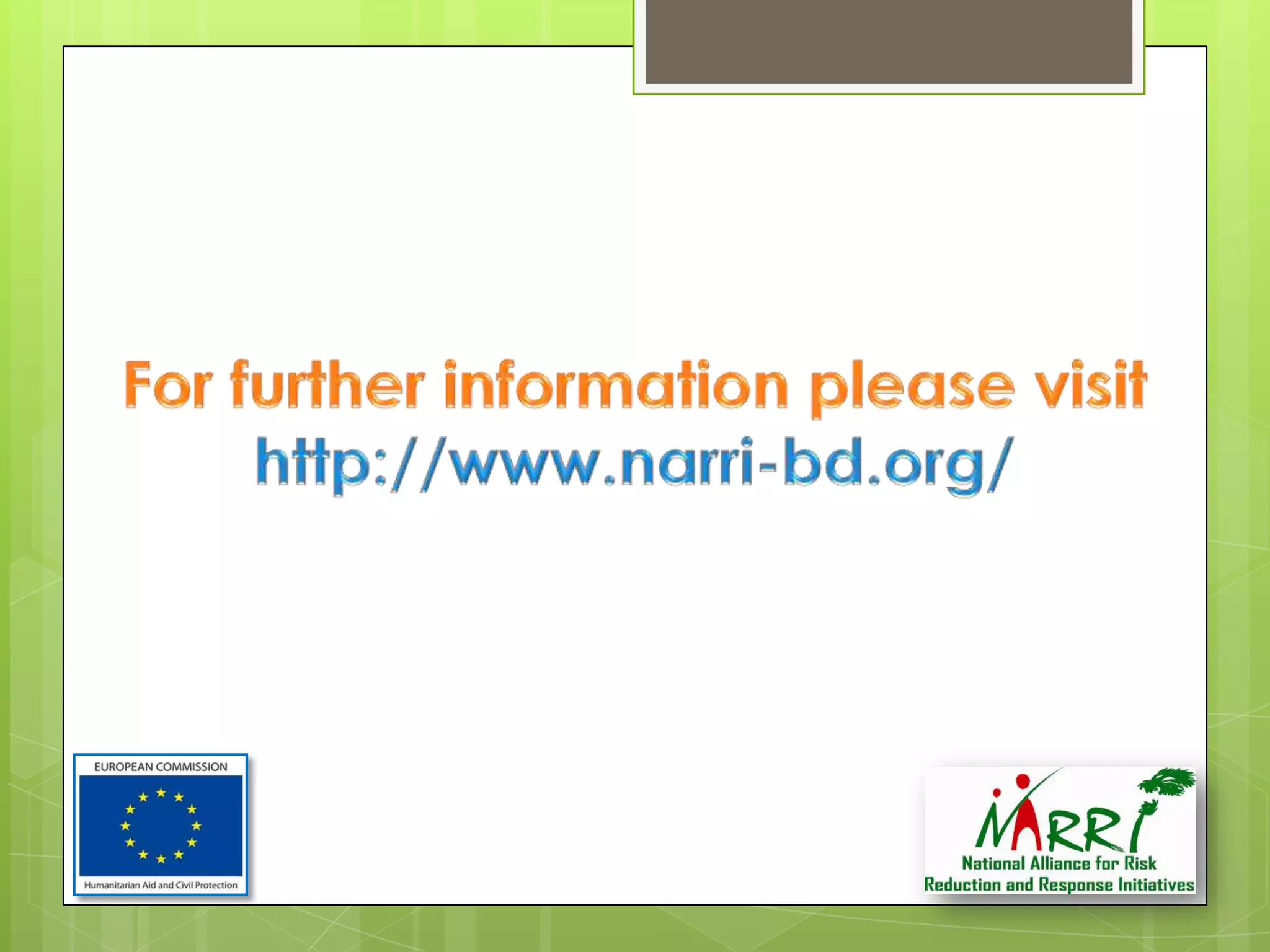 Presentation DIPECHO Program on Disaster Risk Reduction in Bangladesh