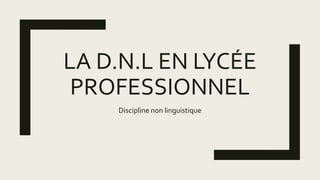 LA D.N.L EN LYCÉE
PROFESSIONNEL
Discipline non linguistique
 