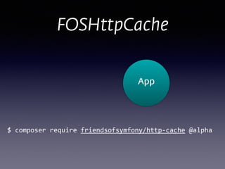 $	
  composer	
  require	
  friendsofsymfony/http-­‐cache	
  @alpha
FOSHttpCache
App
 