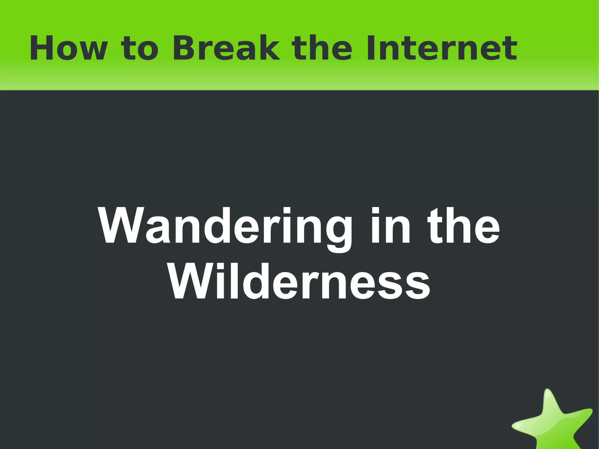 How to Break the Internet Wandering in the Wilderness 