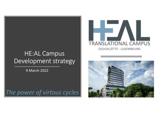 HE:AL Campus
Development strategy
9 March 2022
The power of virtous cycles
TRANSLATIONAL CAMPUS
ESCH/ALZETTE - LUXEMBOURG
 