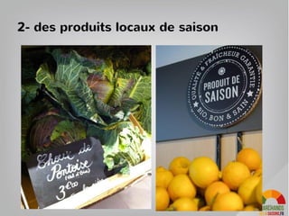 Magasin écologique positif
• Deuxième vie des matériaux
• Récupération des surplus
• Compost
• Pourquoi pas” culture”
46
4- La conscience écologique et sociale
“positive” : le magasin
 