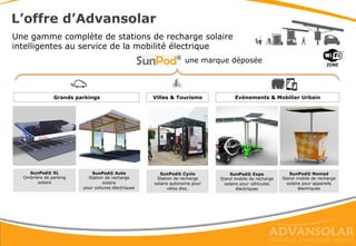 • Le SunPod® Cyclo est aussi un support de communication digital. Il peut
intégrer un hotspot WiFi qui offre un signal WiFi avec une Page d’Accueil
personnalisée
• Administration de la Page grâce à un hotspot manager conformément à la
réglementation pour l’accès WiFi public. Possibilité d’accès par mot de
passe.
• Connexion WiFi ouverte, gratuite ou payante (si la couverture 3G/4G le
permet). Portée environ 10m, avec jusqu’à 20 utilisateurs simultanés.
Option: Hotspot WiFi intégré
 