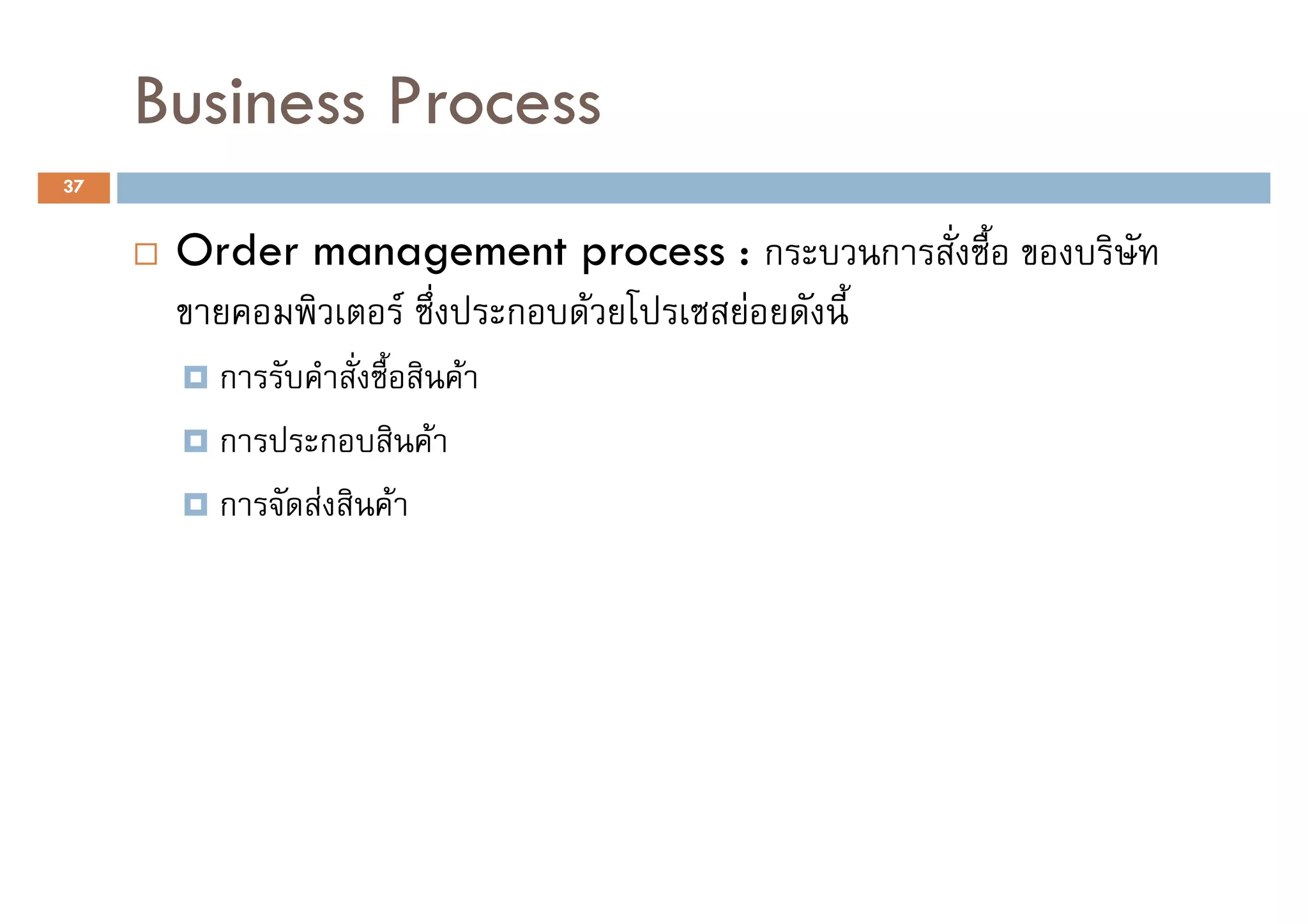Business Process
37


      Order management process : ก   ก
               F   ก F          F
       ก                F
       ก    ก       F
       ก    F   F
 