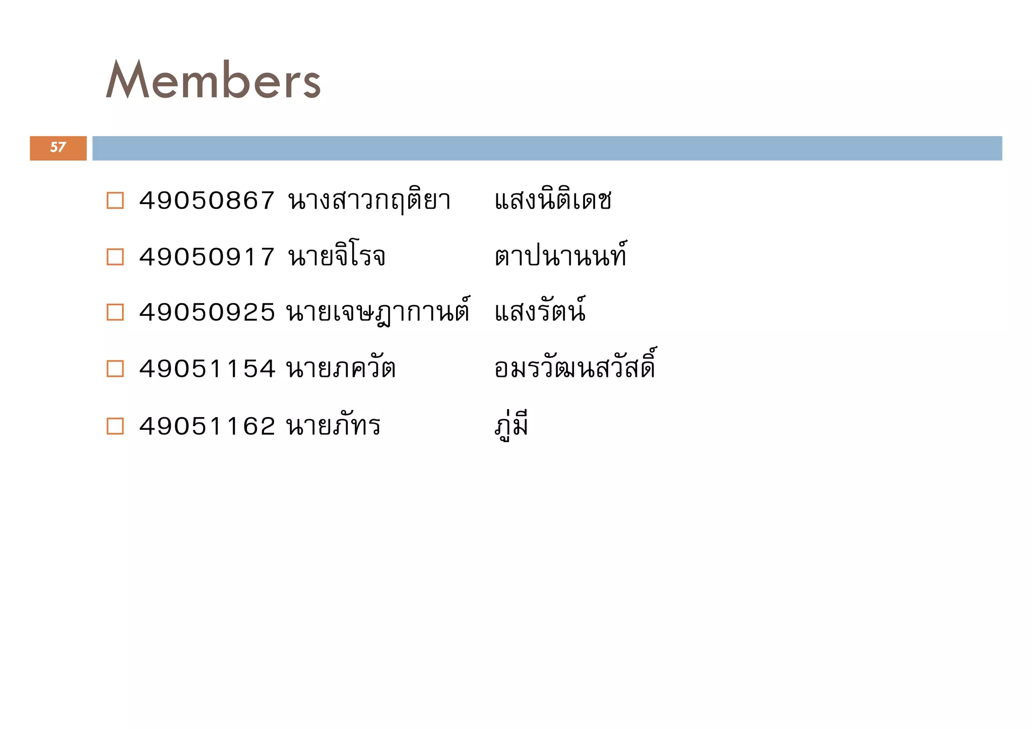 Members
57


      49050867   ก
      49050917                       F
      49050925       ก   F       F
      49051154
      49051162               F
 