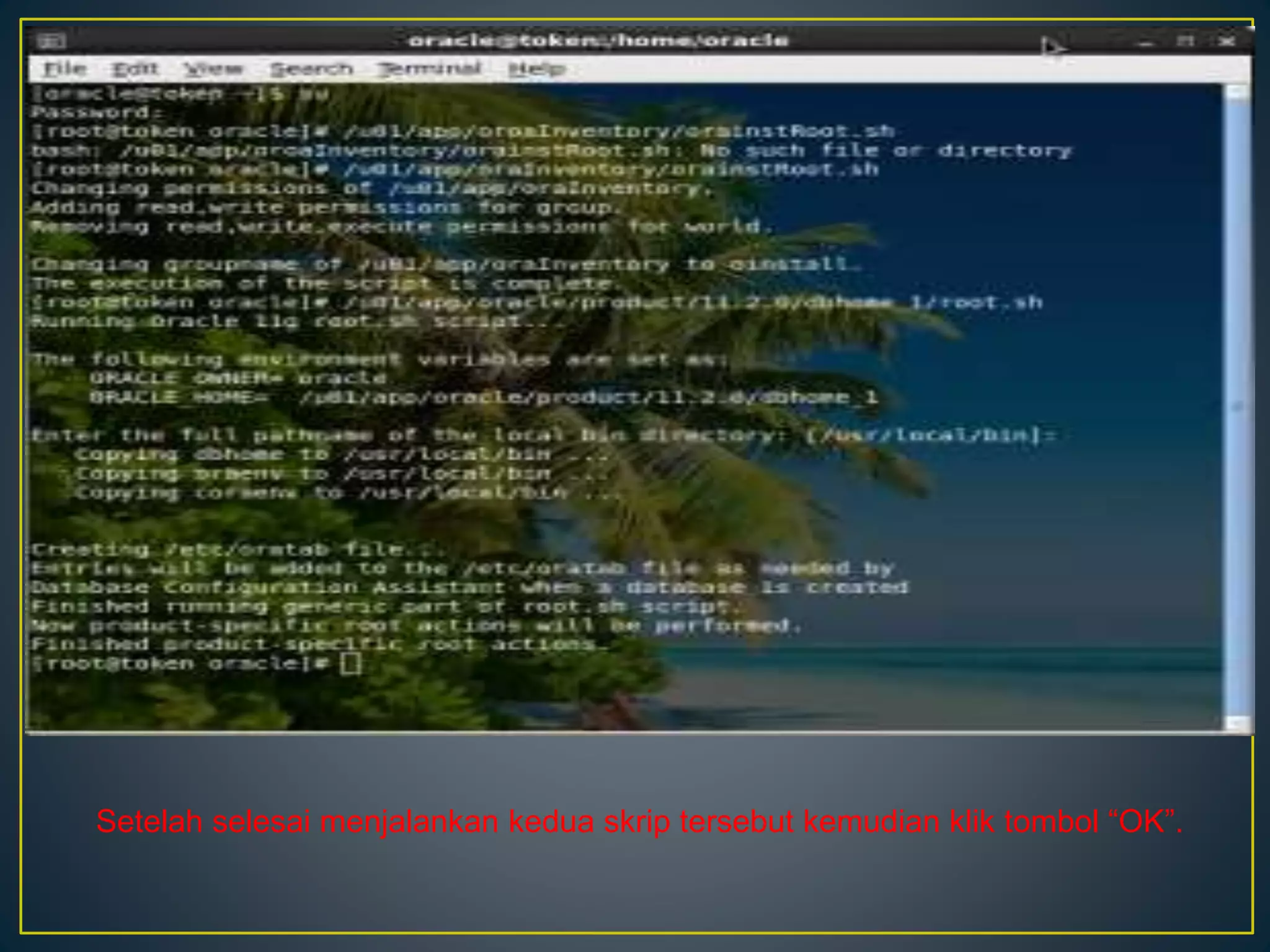 Setelah selesai menjalankan kedua skrip tersebut kemudian klik tombol “OK”. 
 