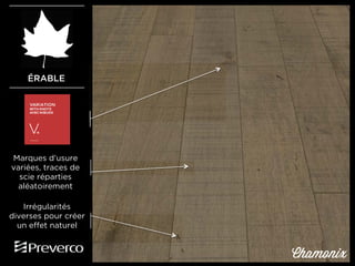 ÉRABLE

Marques d’usure
variées, traces de
scie réparties
aléatoirement
Irrégularités
diverses pour créer
un effet naturel

Chamonix

 