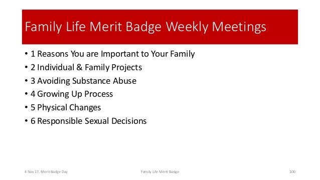 Family Life Merit Badge_Merit Badge Day 4 Nov 17